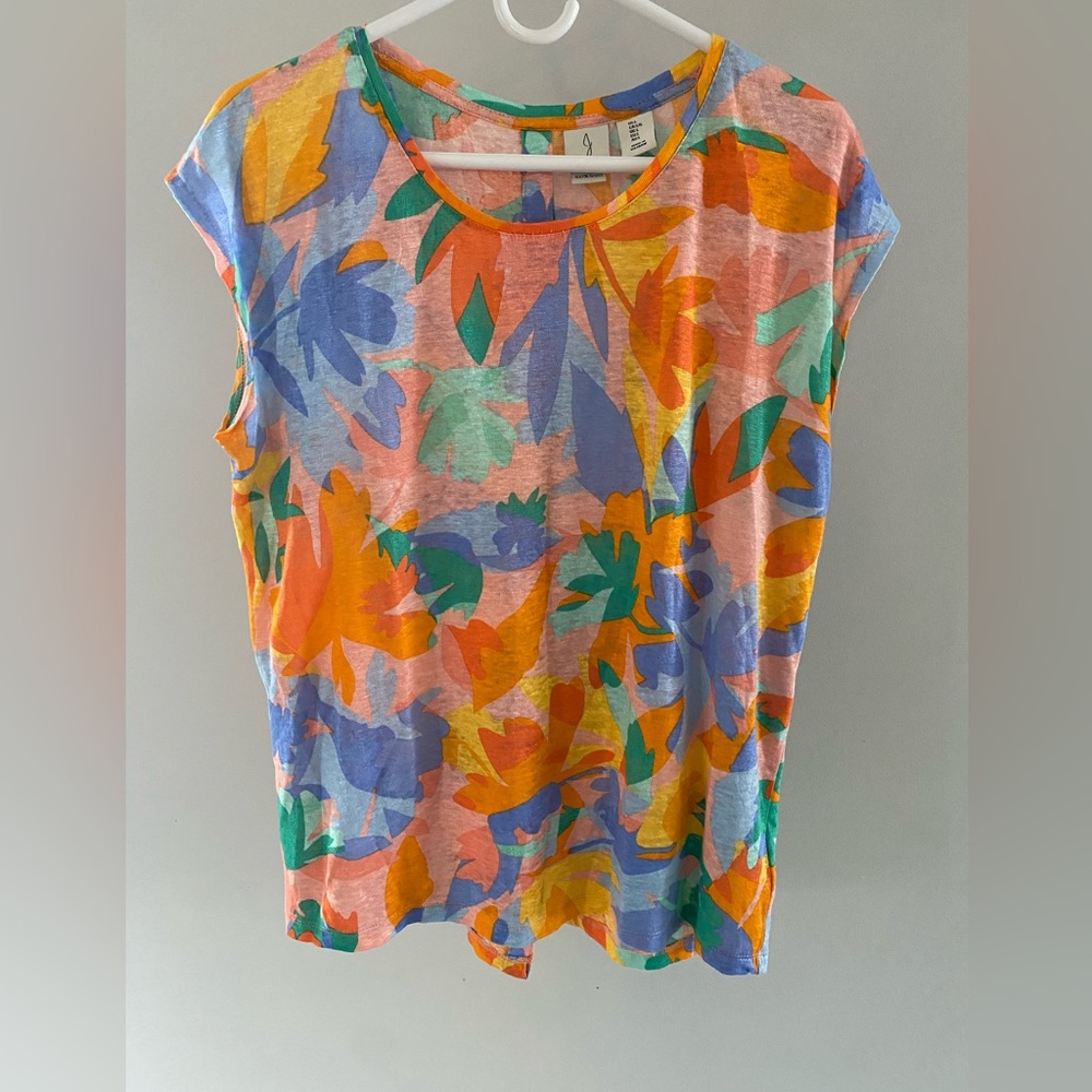 Joie Multicolor Floral Cap-Sleeve Tee